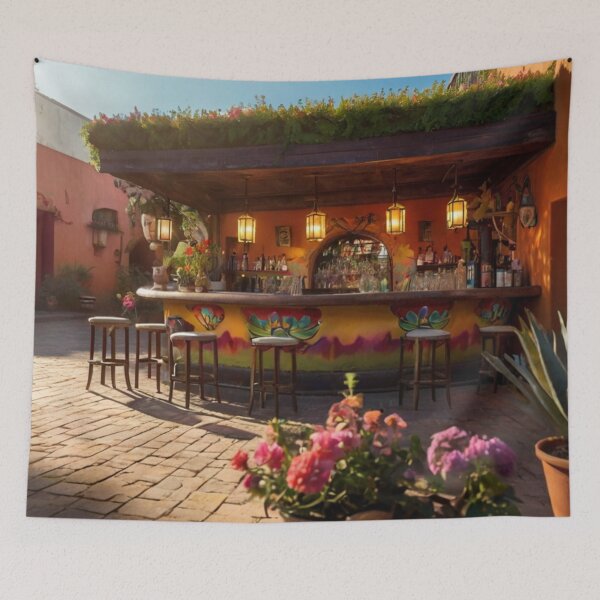Item preview, Rustic Charm: A Cozy Mexican Bar with Flowers designed and sold by BlareBlare.