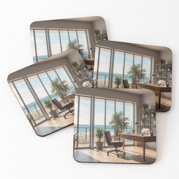 Item preview, Tranquil Workspace: A Cozy Home Office by the Sea designed and sold by BlareBlare.