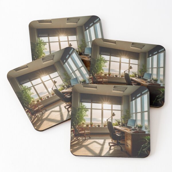 Item preview, Cozy Home Office with a Serene Sea View designed and sold by BlareBlare.