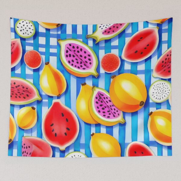 Item preview, Tropical Fruit Pop, Colorful Eclectic Mango Dragon Fruits, Watermelon Eclectic Juicy Food Picnic designed and sold by 83oranges.com.