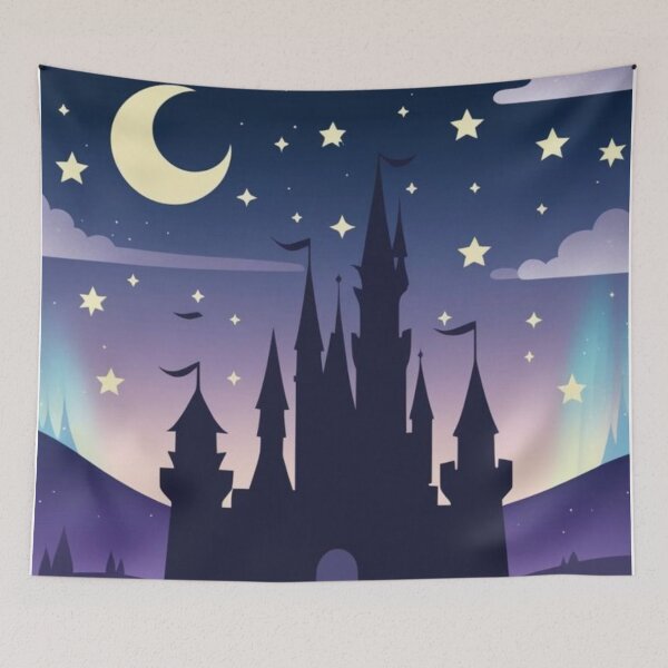 Item preview, Enchanted Castle Nights – Dreamy Starry Sky Fantasy Art designed and sold by Retro Kingdom Boutique.