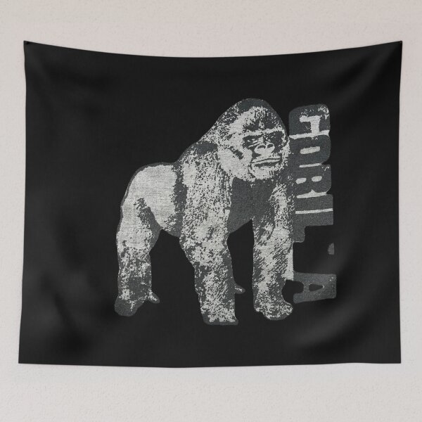 Item preview, Estampado llamativo de gorila sobre tela gris designed and sold by Wiredart.