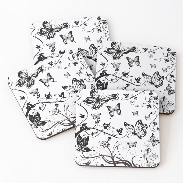 Item preview, flowers and butterflies black and white designed and sold by HofD.