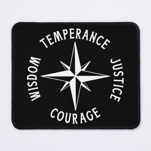 Item preview, Stoicism Compass Four Stoic Virtues TEMPERANCE JUSTICE COURAGE WISDOM designed and sold by Carl's Clothing.