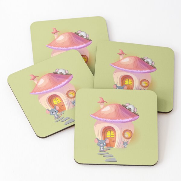 Item preview, Cute Mushroom House with Mice and Koala - Whimsical Fantasy Illustration designed and sold by Nadia-joy.