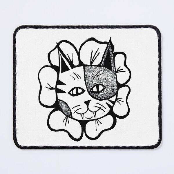 Item preview, Flower Head Kitty Cat Greyscale designed and sold by KayTurtless.