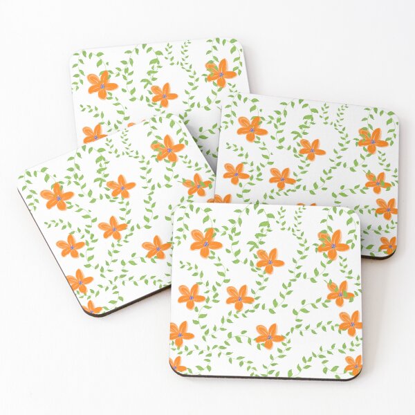 Item preview, Orange flowers with leaf seamless pattern designed and sold by Nimkaew.