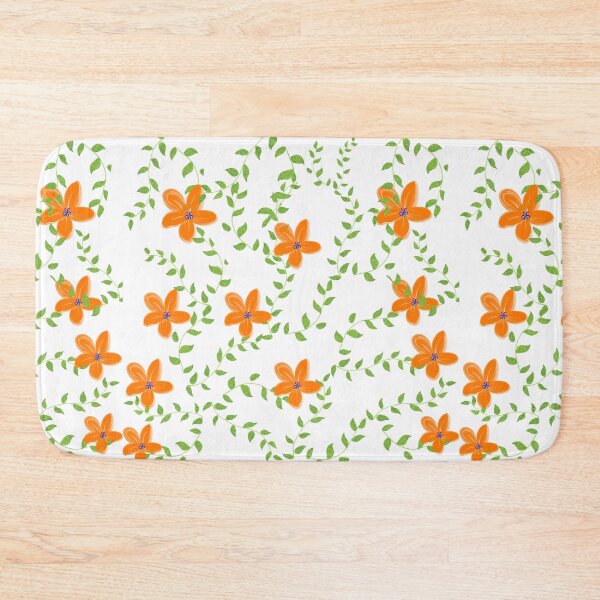 Item preview, Orange flowers with leaf seamless pattern designed and sold by Nimkaew.
