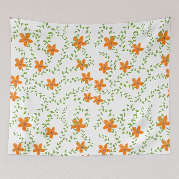 Item preview, Orange flowers with leaf seamless pattern designed and sold by Nimkaew.