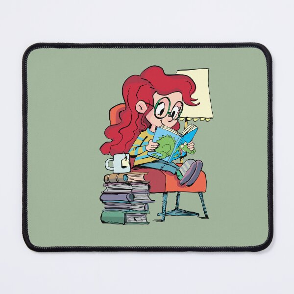 Item preview, girl is absorbed in reading a pile of books next to the lamp designed and sold by duxpavlic.