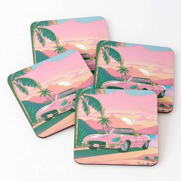 Item preview, Pink Convertible By The Coastal Beach Sunset Tropic designed and sold by Pink Space Studio.