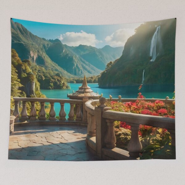 Item preview, Timeless Beauty: A Magical Balcony Overlooking the River designed and sold by BlareBlare.