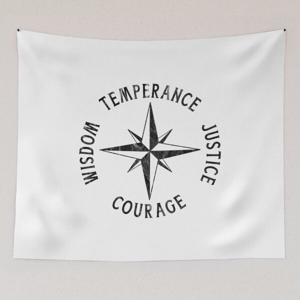 Item preview, Vintage Stoicism 4 Stoic Virtues TEMPERANCE JUSTICE COURAGE WISDOM designed and sold by Carl's Clothing.