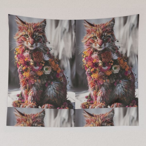 Item preview, Whimsical Flower Cat Art – Floral Fantasy Feline Illustration designed and sold by joanwatson45.