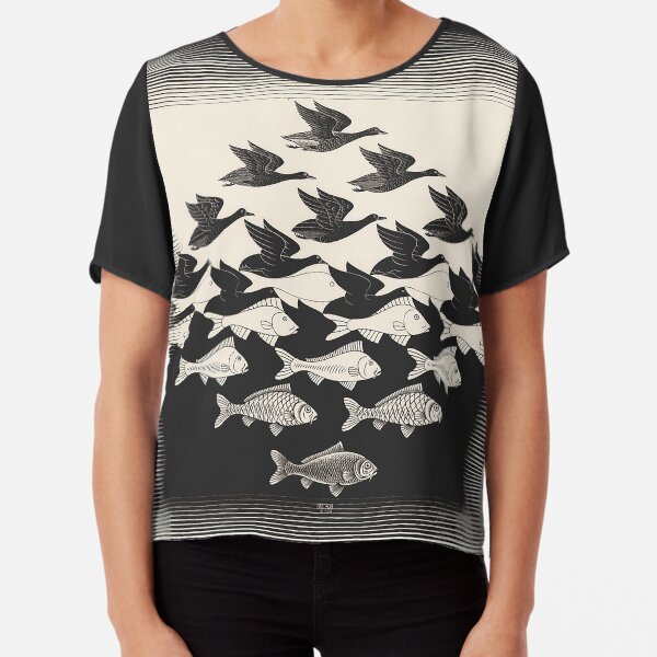 Sky and Water I - Maurits Cornelis Escher Chiffon Top