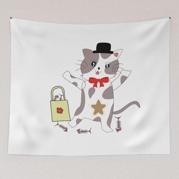 Item preview, Kitten and his fish bonds. designed and sold by RIYA SIRI.
