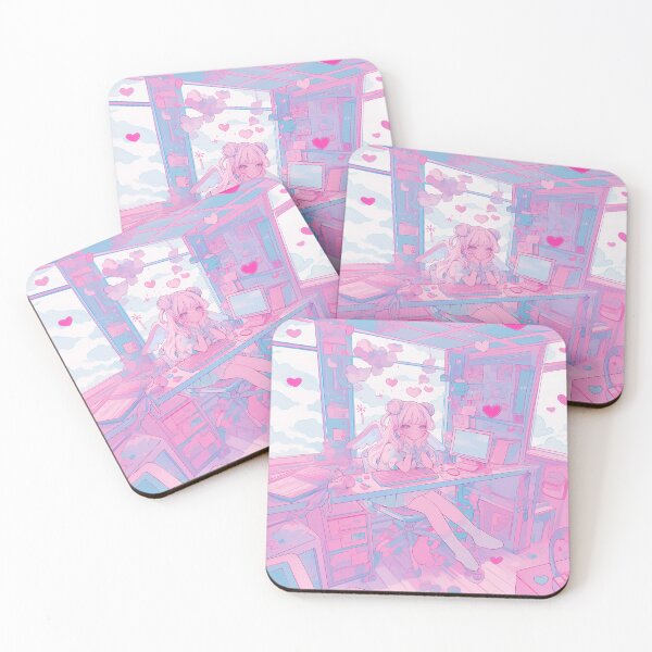 Item preview, Dreamy Pastel Anime Girl in a Whimsical Office designed and sold by Kawai Anime Shop.