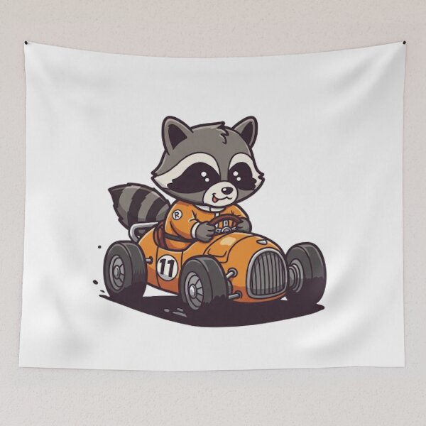 Item preview, Cute Baby Raccoon Race Car Driver designed and sold by likbatonboot.