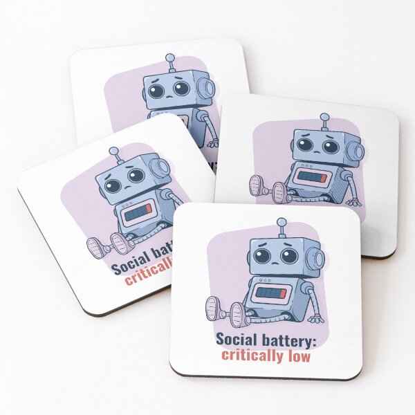 Item preview, Critically Low Social Battery – Introvert Robot designed and sold by boozkova-vorona.