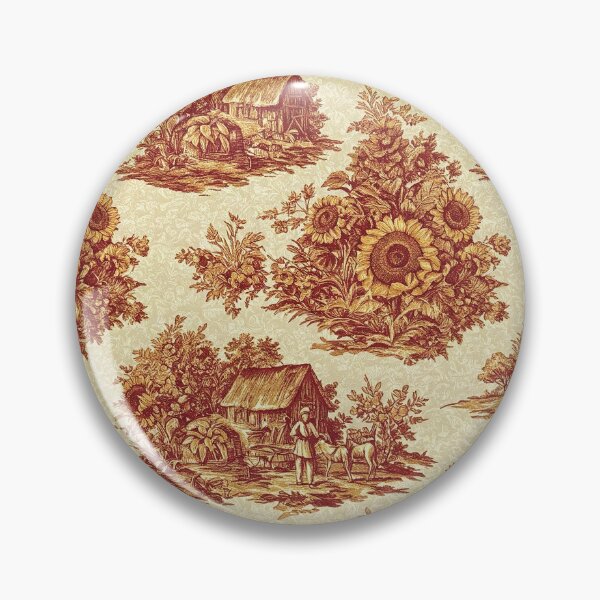 Item preview, Vintage French Toile de Jouy Sunflower & Rustic Rural Pastoral  designed and sold by Tamas Das.
