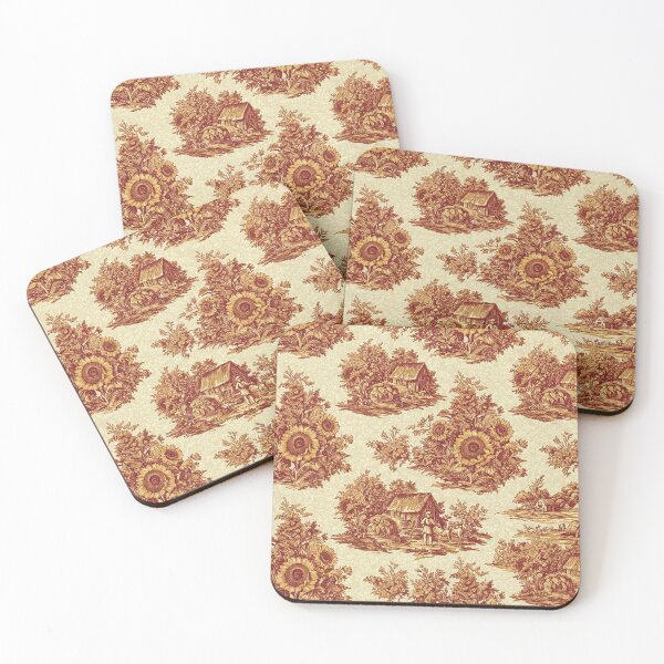 Item preview, Vintage French Toile de Jouy Sunflower & Rustic Rural Pastoral  designed and sold by Tamas Das.
