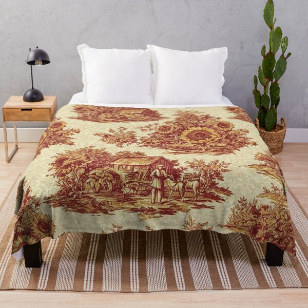 Item preview, Vintage French Toile de Jouy Sunflower & Rustic Rural Pastoral designed and sold by Tamas Das.