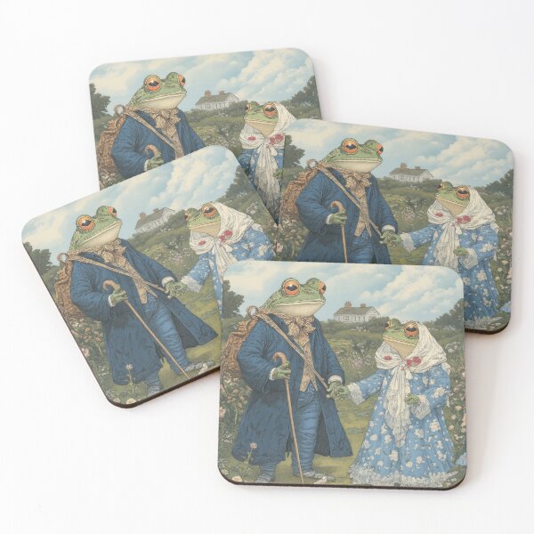 Item preview, Victorian Cottagecore Frog Couple – Whimsical Woodland Art designed and sold by baucestudio.