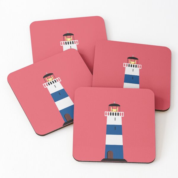 Item preview, Blue and White Lighthouse on Red Background designed and sold by 45CreativeClub.