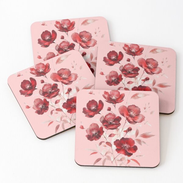 Item preview, Red Abstract Flowers – Elegant Watercolor Art designed and sold by MaciejCraft.