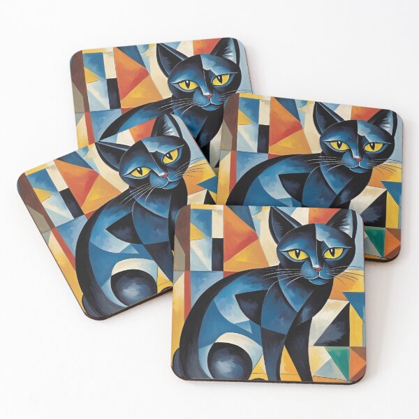 Item preview, Colourful Cubist Black Cat Art designed and sold by Freak-Scene.