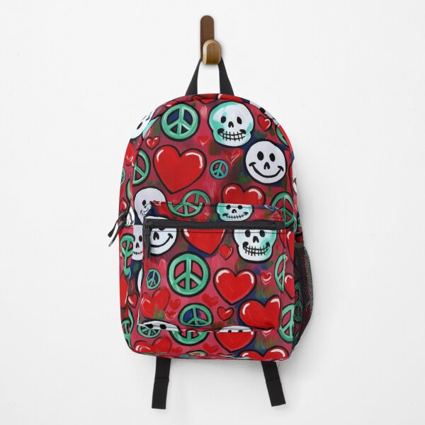 Item preview, Skulls Hearts Peace-Symbols All-Over Canvas Print designed and sold by FroggyFly Designs.