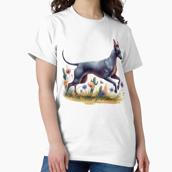 Vista previa del artículo con la obra «Xoloitzcuintl corriendo en el rancho», diseñado y vendido por justinkameron.