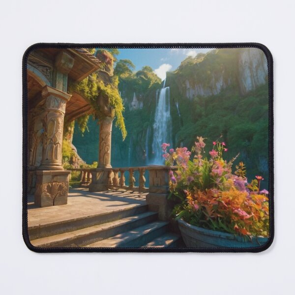 Artikelvorschau, Mystical Garden Balcony with a Waterfall and Mountain View entworfen und verkauft von BlareBlare.