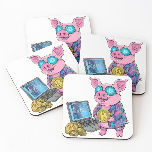 Aperçu de l'œuvre Crypto Pig Trader – Investisseur Bitcoin de style cyberpunk créée et vendue par Chroma Myst.