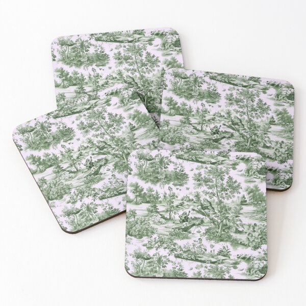 Item preview, Green Vintage Style Victorian Toile De Jouy Frogs designed and sold by happywkndclub.