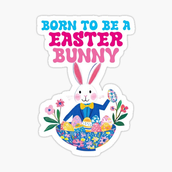 Item preview, funny Easter bunny with colorful eggs, quote designed and sold by Mauswohn.