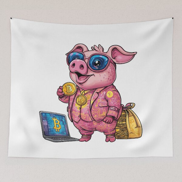 Item preview, Crypto King Pig – Bitcoin Tycoon in Cyber Suit designed and sold by Chroma Myst.