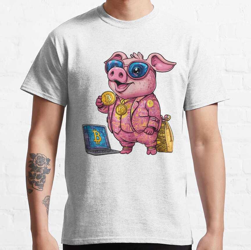Crypto King Pig – Bitcoin Tycoon In Cyber Suit Classic T-Shirt