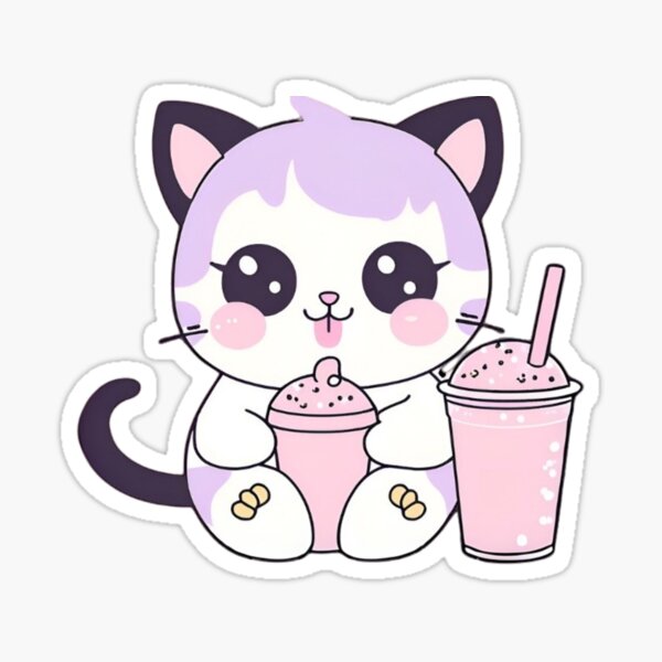 Item preview, A cute Anime cat drinking bubble tea. designed and sold by zubthedub.