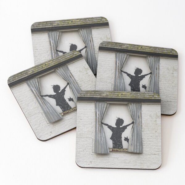 Item preview, Banksy – Morning Is Broken (Boy, Cat & Sheet Metal Curtains) designed and sold by So Sorted Design.