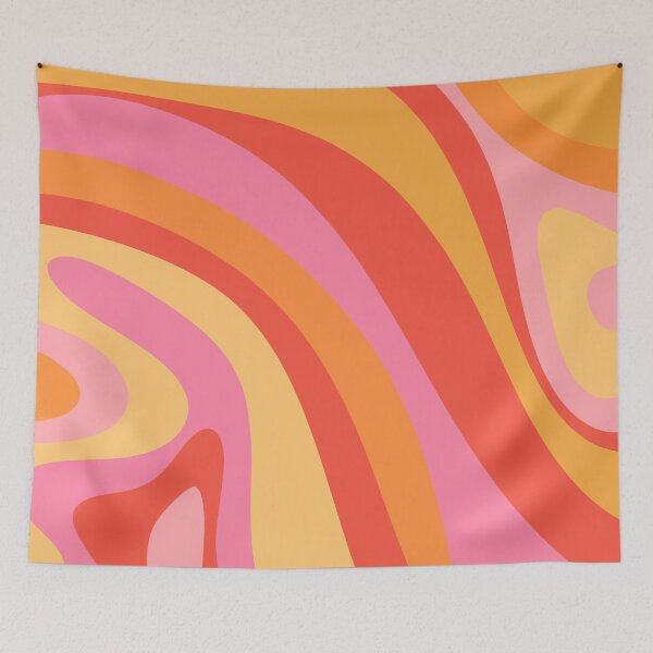 Item preview, New Groove Retro Swirl Abstract Pattern 2 Pink Orange Yellow designed and sold by kierkegaard.
