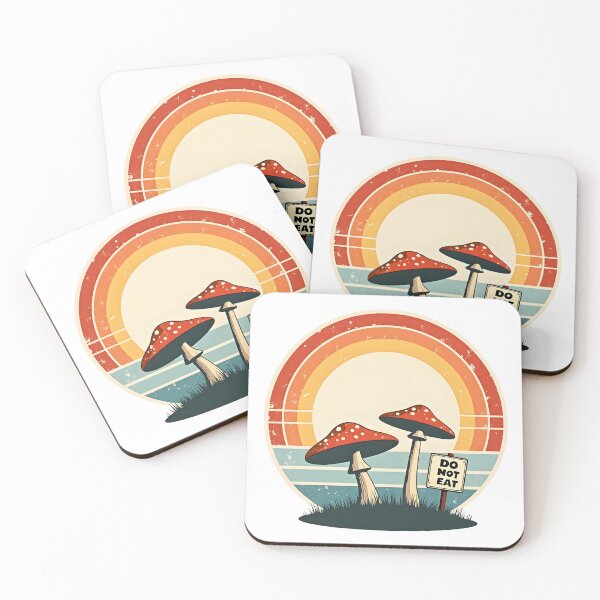 Item preview, Retro mushrooms with warning sign designed and sold by Fab-Haven.
