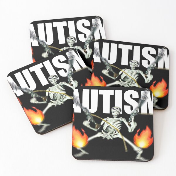 Item preview, AUTISM | Geek Nerd Design Gifts | Skeleton Fire 100 Fire Emoji | Meme Lovers Gifts | White Text designed and sold by Creatise.