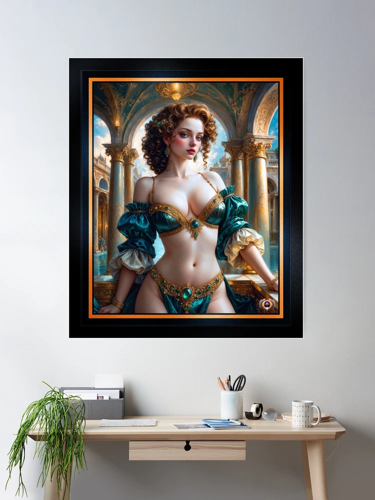 Embracing Aldora Veldt Timeless Beauty In An Grand And Opulent Golden Era Stunning AI Concept Art by Xzendor7 Room Decor Poster Art Print