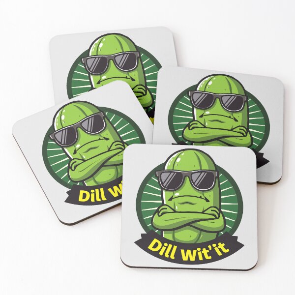 Item preview, Cool Pickle "Dill Wit’ It" Funny Food Pun Illustration designed and sold by CrownedCanvas.