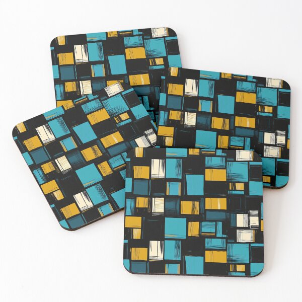 Item preview, Blue Yellow Abstract Squares Pattern designed and sold by sheprint.