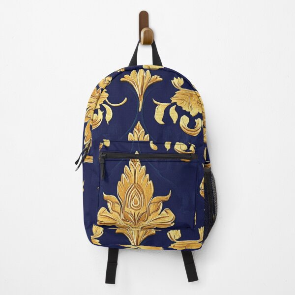 Item preview, Elegant gold and blue Damask pattern designed and sold by Raiserdesign33.