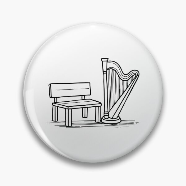 Item preview, Harp leaning against a wood bench designed and sold by rasagamastore.