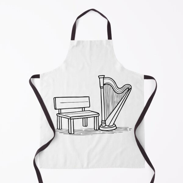 Item preview, Harp leaning against a wood bench designed and sold by rasagamastore.
