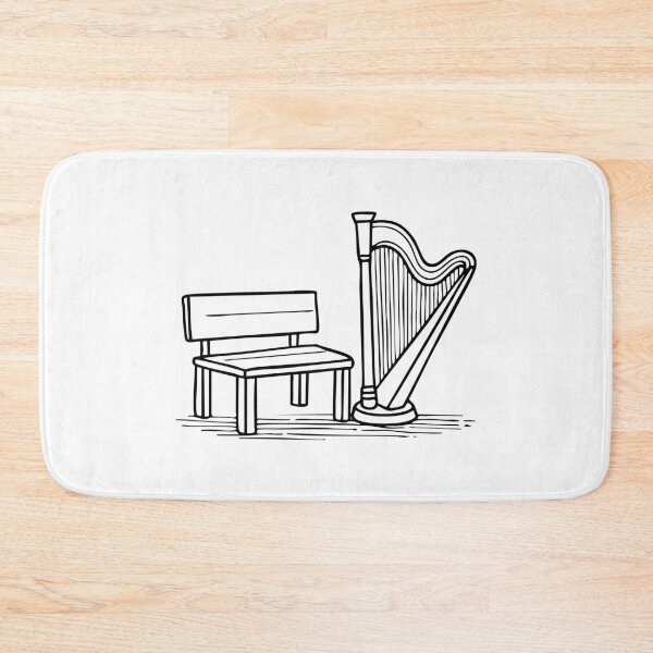Item preview, Harp leaning against a wood bench designed and sold by rasagamastore.